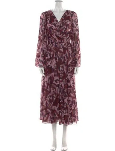 Pre-owned Amsale Printed Long Dress In Purple