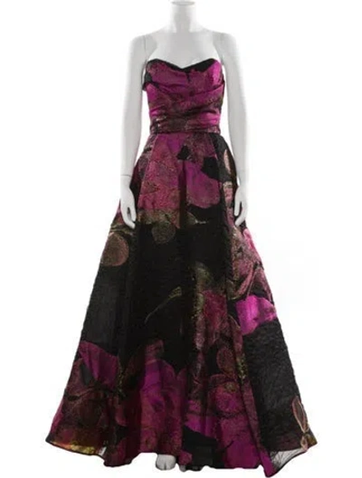 Pre-owned Amsale Printed Long Dress In Purple