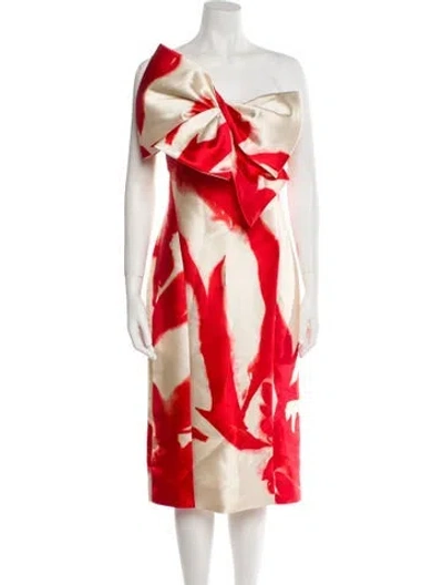 Pre-owned Amsale Printed Midi Length Dress In Neutral