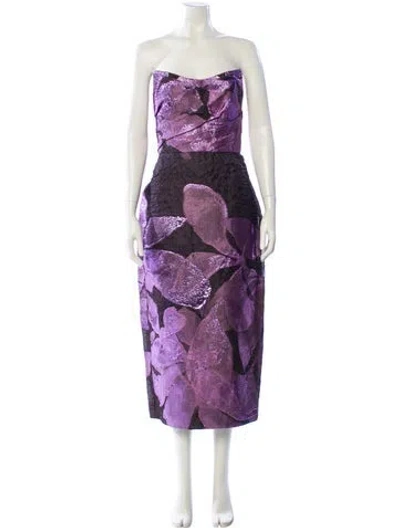 Pre-owned Amsale Printed Midi Length Dress In Purple