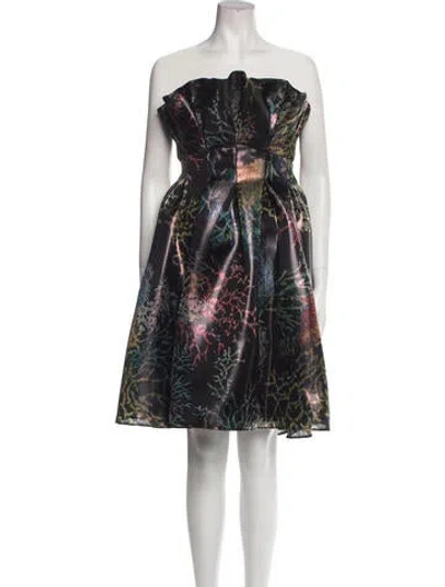 Pre-owned Amsale Printed Mini Dress In Black