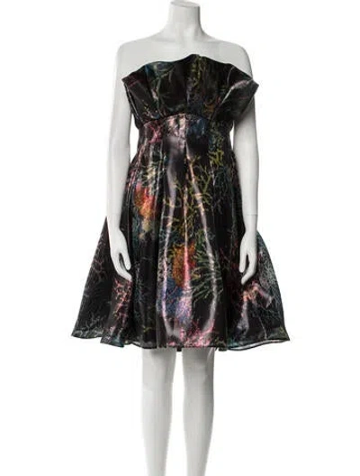 Pre-owned Amsale Printed Mini Dress In Black