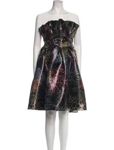 Pre-owned Amsale Printed Mini Dress In Black