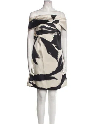 Pre-owned Amsale Printed Mini Dress In Neutral