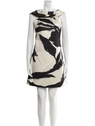 Pre-owned Amsale Printed Mini Dress In Neutral