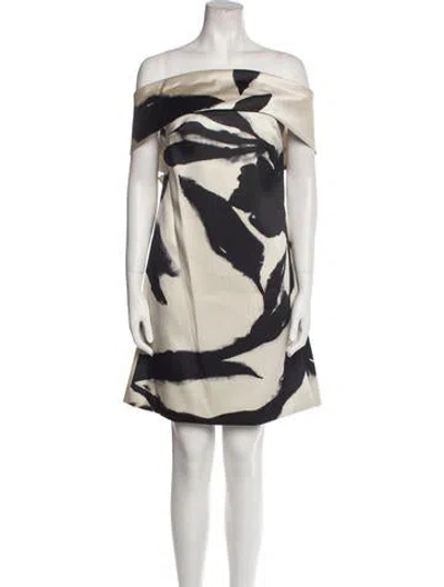 Pre-owned Amsale Printed Mini Dress In Neutral