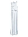 Amsale Asymmetric Neck Satin Gown In White