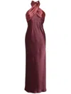 Amsale Satin Halter Gown In Rot