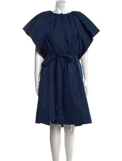 Pre-owned Amsale Satin Knee-length Dress In Blue