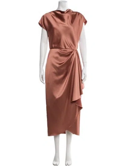 Pre-owned Amsale Satin Long Dress In Brown