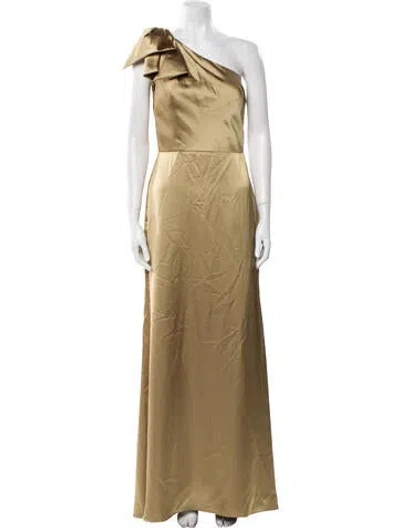 Pre-owned Amsale Satin Long Dress In Gold