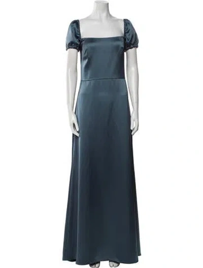 Pre-owned Amsale Satin Long Dress In Green