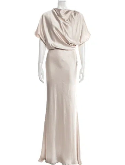 Pre-owned Amsale Satin Long Dress In Neutral