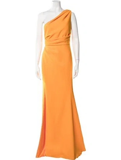 Pre-owned Amsale Satin Long Dress In Orange