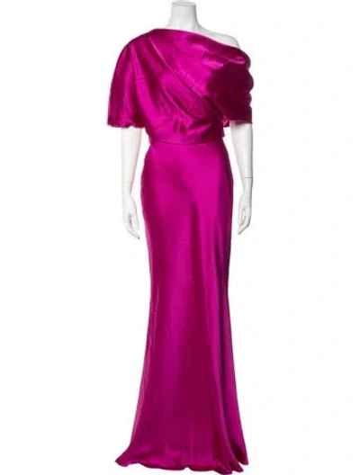Pre-owned Amsale Satin Long Dress In Pink