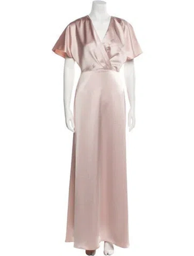 Pre-owned Amsale Satin Long Dress In Pink