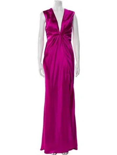 Pre-owned Amsale Satin Long Dress In Purple
