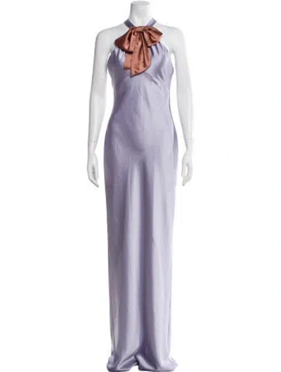 Pre-owned Amsale Satin Long Dress In Purple