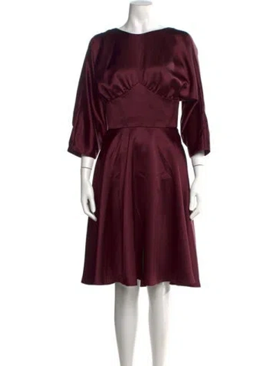 Pre-owned Amsale Scoop Neck Knee-length Dress In Burgundy