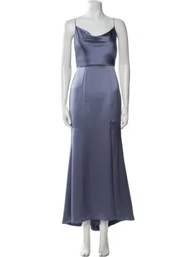 Pre-owned Amsale Scoop Neck Long Dress In Blue