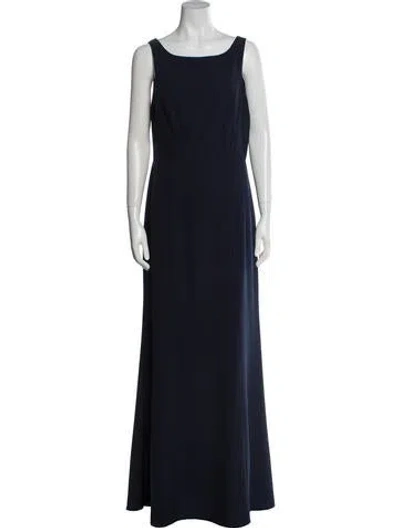 Pre-owned Amsale Scoop Neck Long Dress In Blue