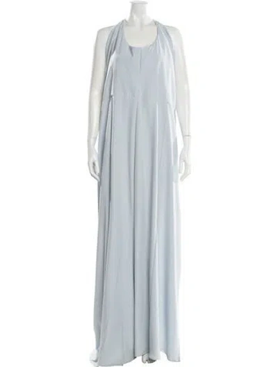 Pre-owned Amsale Scoop Neck Long Dress In Blue