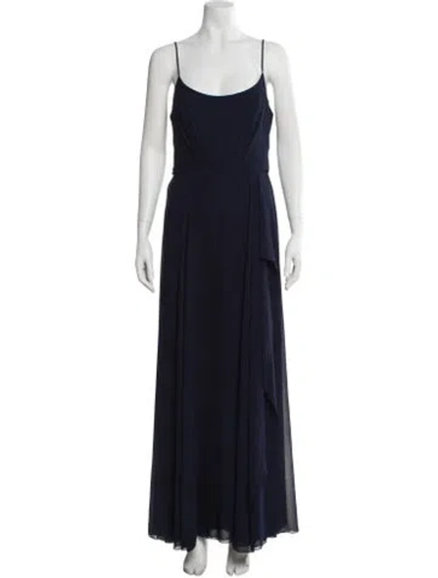 Pre-owned Amsale Scoop Neck Long Dress In Blue
