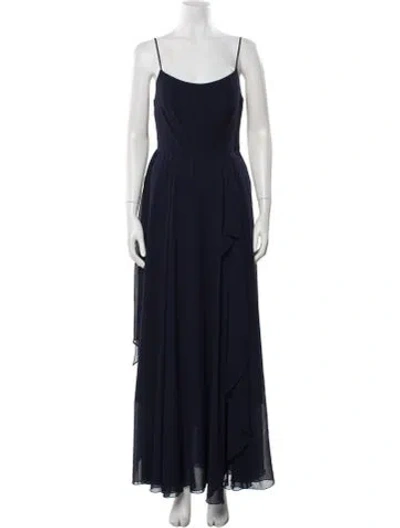 Pre-owned Amsale Scoop Neck Long Dress In Blue