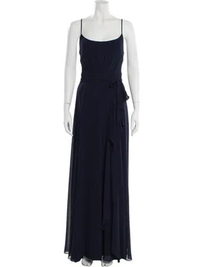 Pre-owned Amsale Scoop Neck Long Dress In Blue