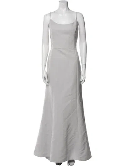 Pre-owned Amsale Scoop Neck Long Dress In Gray
