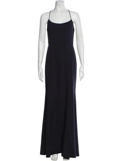 Pre-owned Amsale Scoop Neck Long Dress In Gray