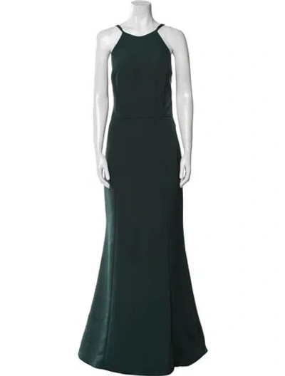 Pre-owned Amsale Scoop Neck Long Dress In Green