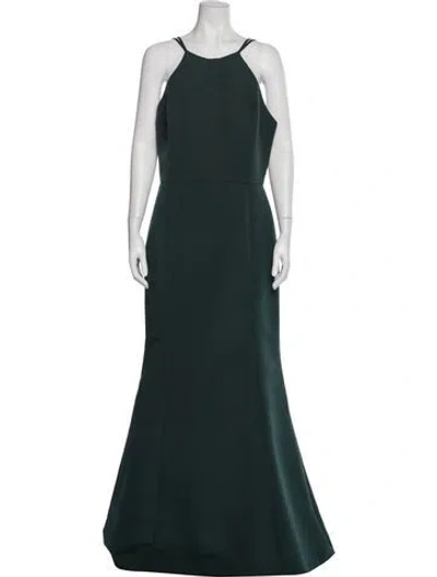 Pre-owned Amsale Scoop Neck Long Dress In Green