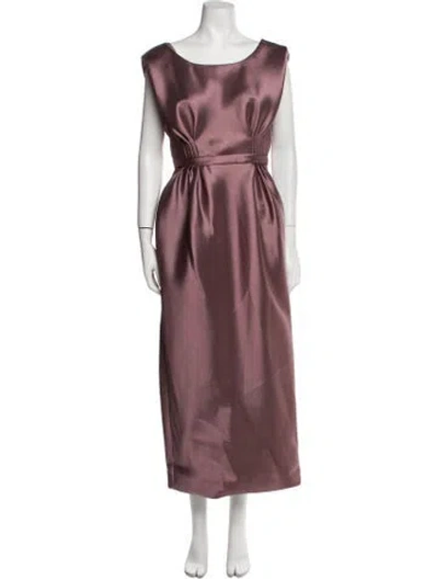 Pre-owned Amsale Scoop Neck Long Dress In Neutral