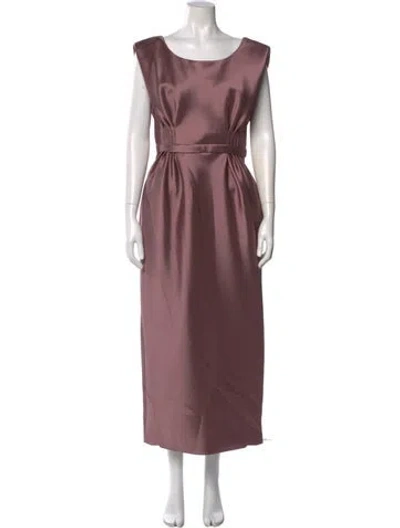 Pre-owned Amsale Scoop Neck Long Dress In Neutral