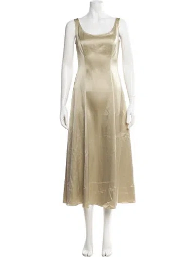 Pre-owned Amsale Scoop Neck Long Dress In Neutral