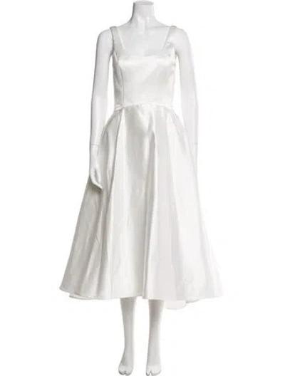 Pre-owned Amsale Scoop Neck Long Dress In Neutral