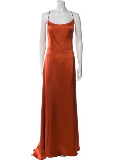 Pre-owned Amsale Scoop Neck Long Dress In Orange
