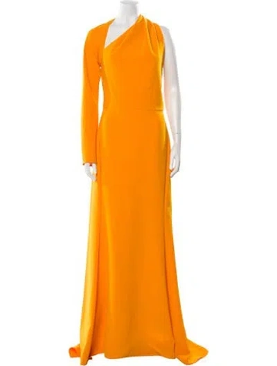 Pre-owned Amsale Scoop Neck Long Dress In Orange