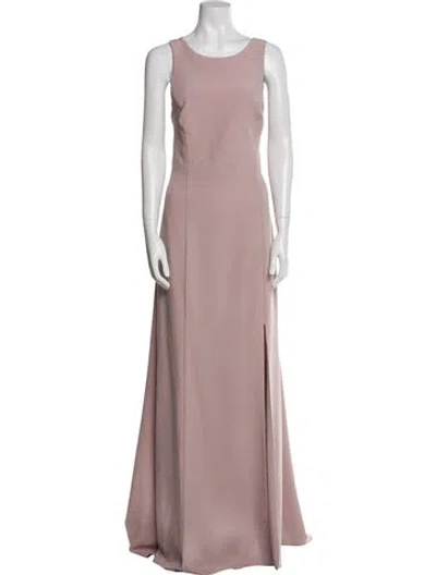 Pre-owned Amsale Scoop Neck Long Dress In Pink