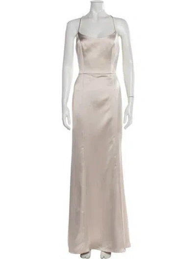 Pre-owned Amsale Scoop Neck Long Dress W/ Tags In Neutral
