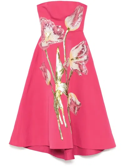AMSALE SEQUIN APPLIQUÉ DRESS