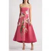 Amsale Sequin Strapless Cocktail Dress In Cerise