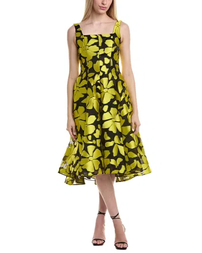 Amsale Silk-blend Midi Dress In Yellow
