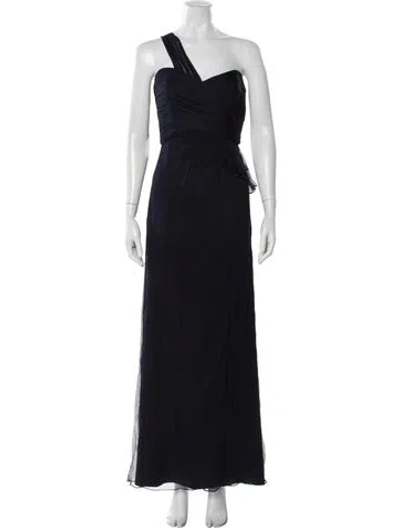 Pre-owned Amsale Silk Long Dress In Blue
