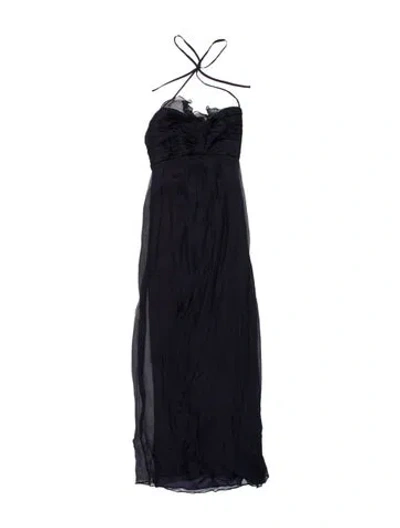 Pre-owned Amsale Silk Long Dress In Blue