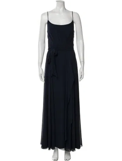 Pre-owned Amsale Silk Long Dress In Blue