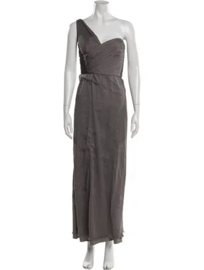 Pre-owned Amsale Silk Long Dress In Gray