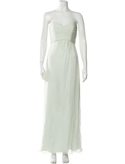 Pre-owned Amsale Silk Long Dress In Green