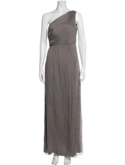 Pre-owned Amsale Silk Long Dress In Grey
